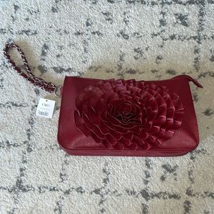 Red Floral Clutch Purse